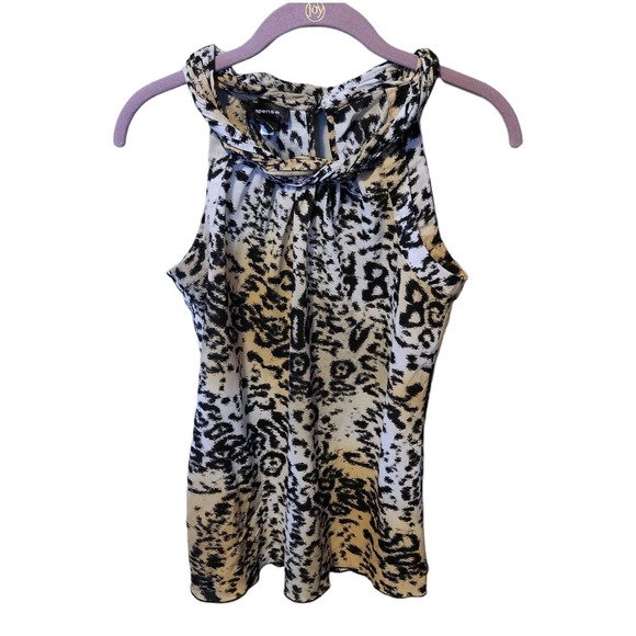 Spence Leopard Print Halter Neck Flowy sleeveless Blouse Top shell career Small - Picture 1 of 7